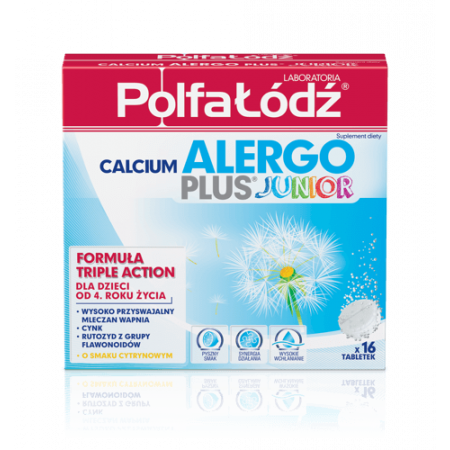 Calcium Alergo PLUS JUNIOR tabletki musujące, wapno 16 szt.
