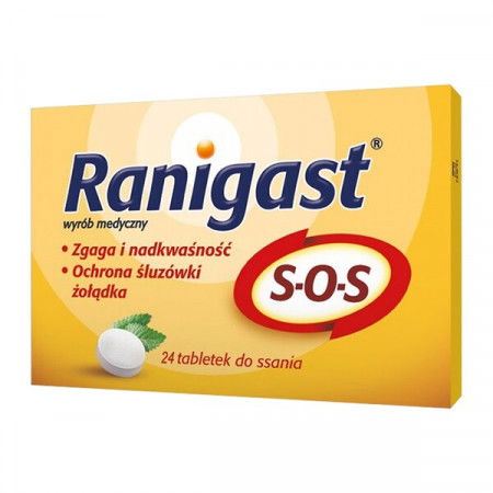 Ranigast S-O-S, tabletki do ssania, 24 szt., zgaga (data