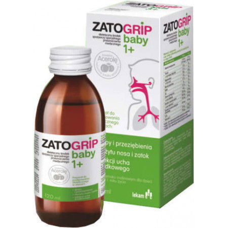 Zatogrip baby 1+, syrop, smak malinowy, 120 ml