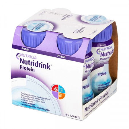 Nutridrink Protein, smak neutralny, płyn, 4 x 125 ml