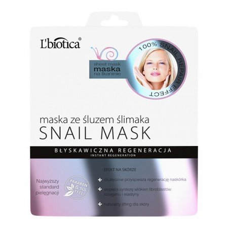 L`Biotica Snail Mask, maska ze śluzem ślimaka na tkaninie