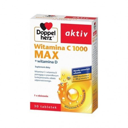Doppelherz Aktiv Witamina C 1000 Max + witamina D, 30 tabletek