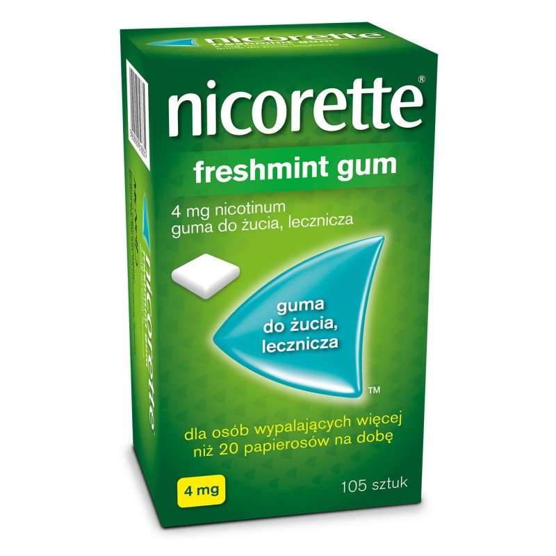 Nicorette Freshmint Gum 4 mg guma do żucia 105 szt., rzucanie palenia