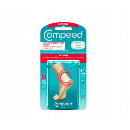 Compeed, plastry na pęcherze na piętach extreme średnie, 5 sztuk