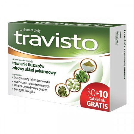 Travisto 40 tabletek (30+10 gratis), na wzdęcia, wątroba