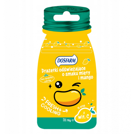 Dosfarm Drażetki odświeżające mięta + mango - - 16 g