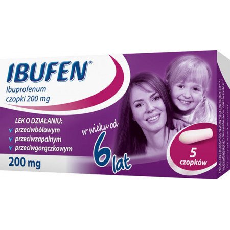 Ibufen czopki przeciwbólowe, 200 mg 5 sztuk