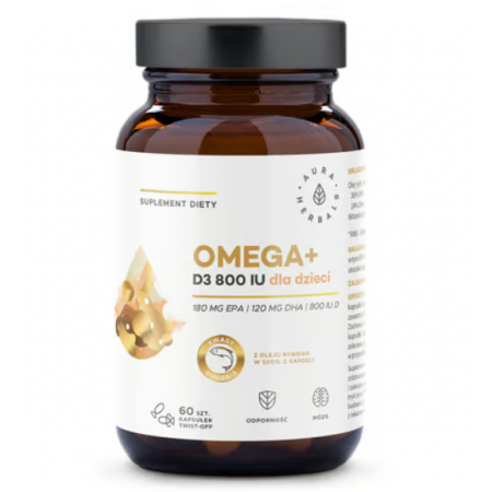 Aura Herbals Omega+ Witamina D3 800 IU dla dzieci kapsułki