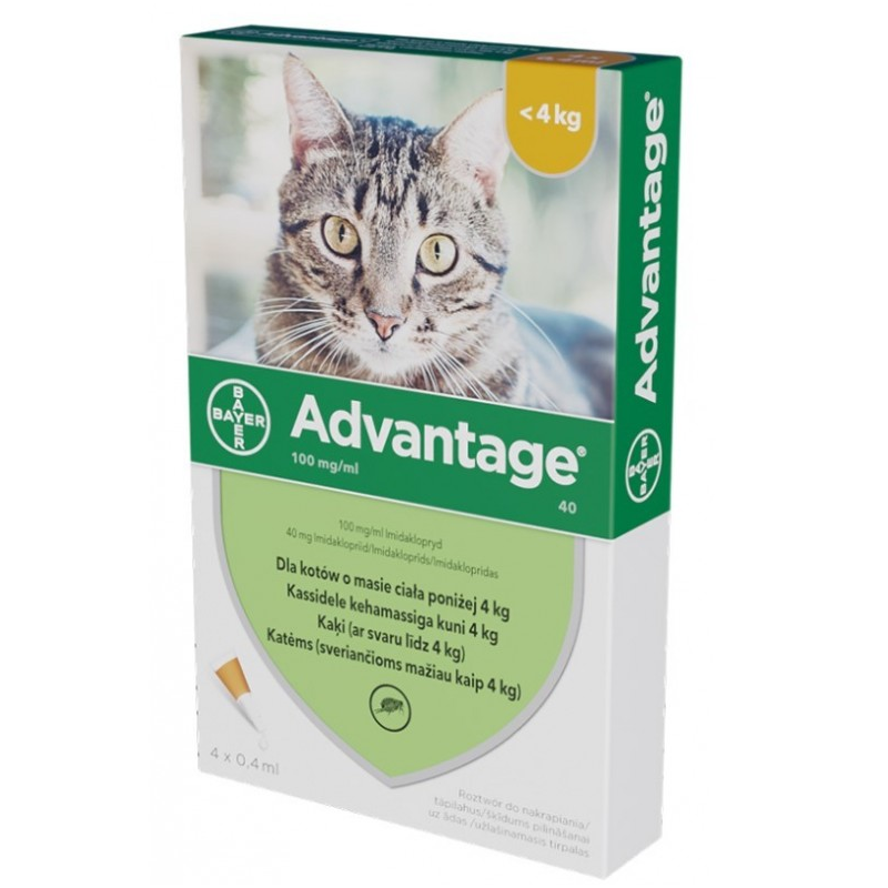 Advantage 40 roztwór do nakrapiania na skórę 100 mg/ml 4 tub.