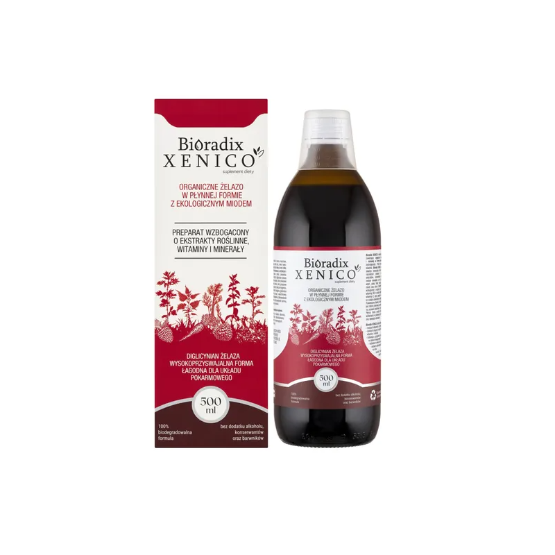 Bioradix Xenico Żelazo W płynie z ekologicznym miodem 500ml Bioradix Xenico Żelazo W płynie z ekologicznym miodem 500ml