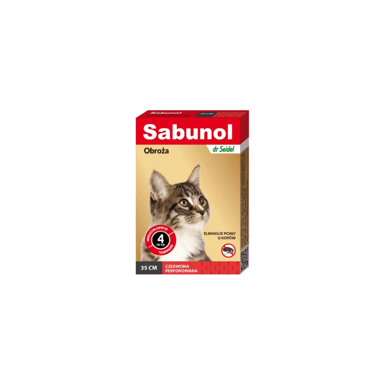 Sabunol obroża dla kota przeciw pchłom czerwona 35cm Sabunol obroża dla kota przeciw pchłom czerwona 35cm