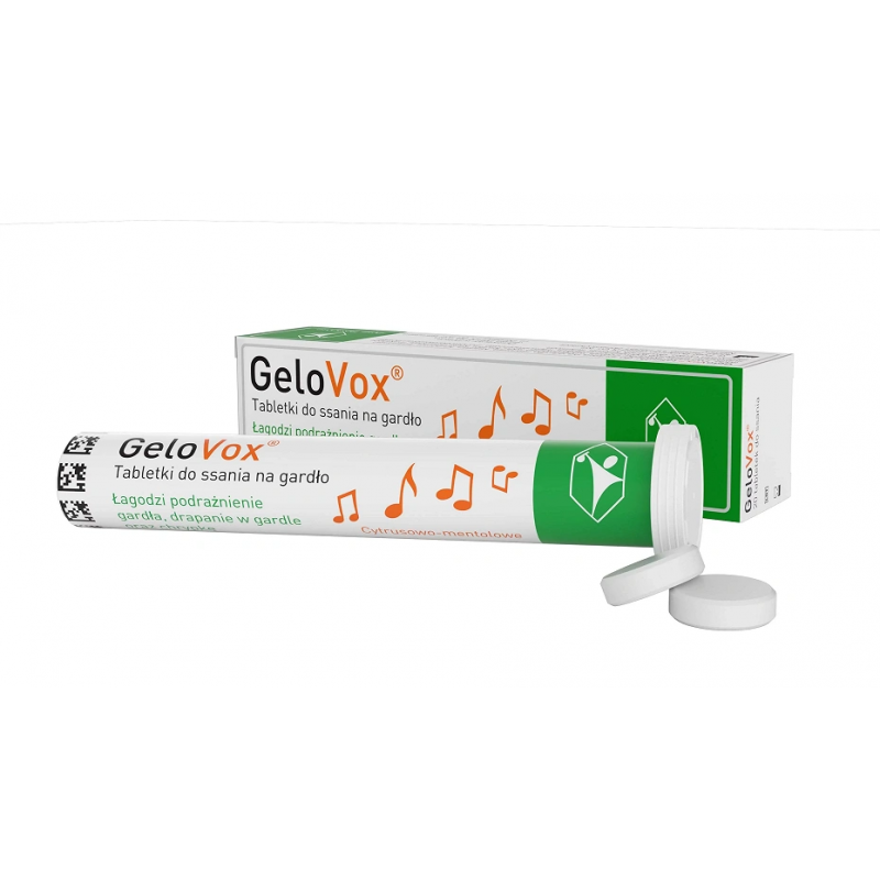 Gelovox, smak cytrynowo-mentolowy, 20 tabletek do ssania