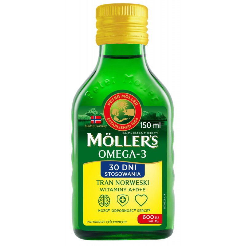 Mollers Omega-3 Tran Norweski aromat cytrynowy, 150 ml Mollers Omega-3 Tran Norweski aromat cytrynowy, 150 ml