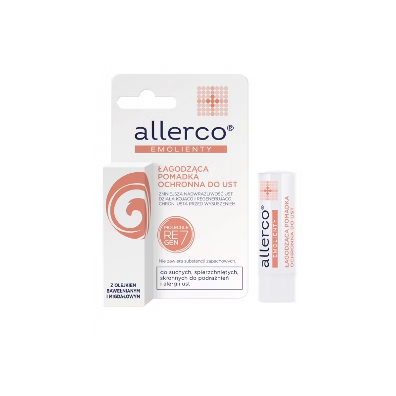 Allerco Emolienty, pomadka łagodząca ochronna do ust, 4,9 g