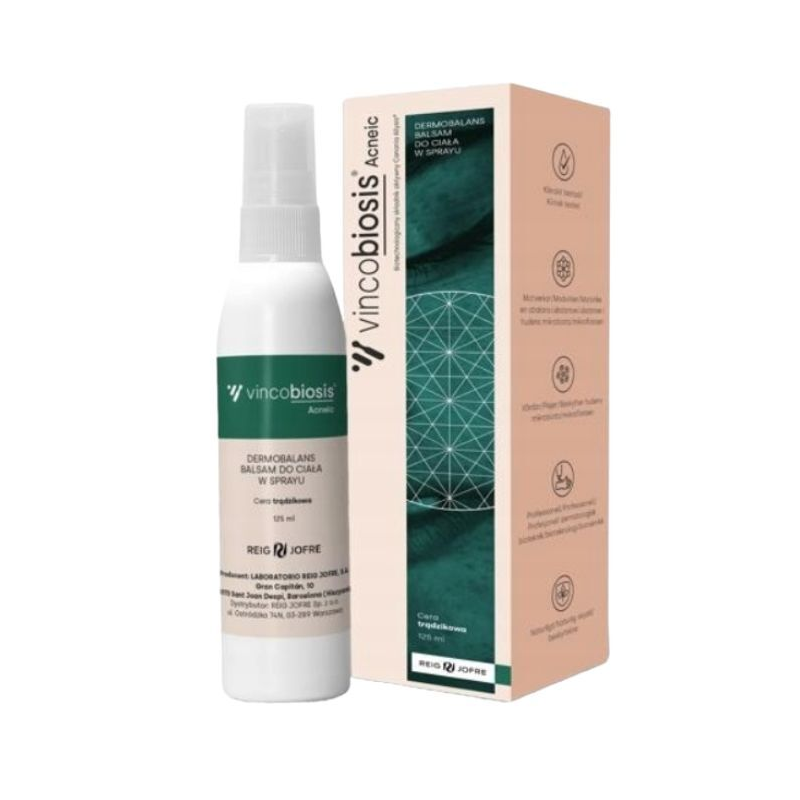 Vincobiosis Acneic Dermobalans Balsam do ciała w spray'u do skóry trądzikowej, 125 ml