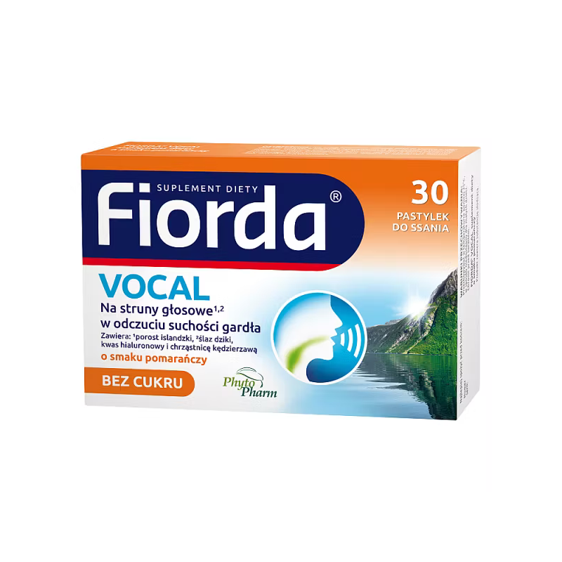 Fiorda Vocal, pastylki o smaku pomarańczowym, 30 szt. Fiorda Vocal, pastylki o smaku pomarańczowym, 30 szt.