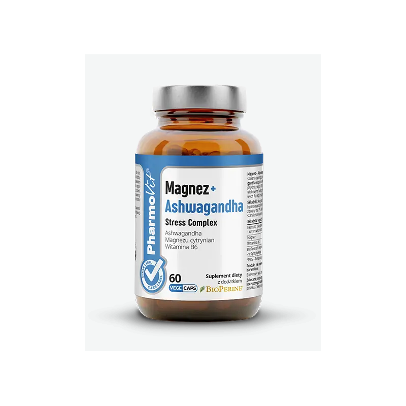 Pharmovit Magnez + Ashwagandha Stress Complex clean label Pharmovit Magnez + Ashwagandha Stress Complex clean label kapsułki - 60 kaps.