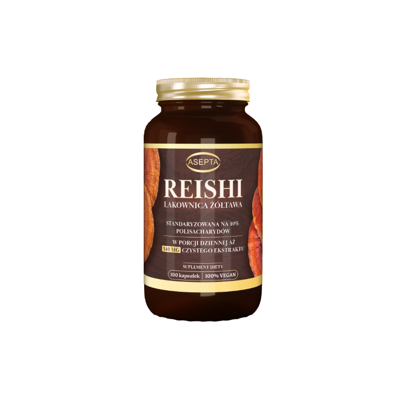 REISHI - Lakownica Żółtawa 540mg ekstraktu 100kps VEGAN REISHI - Lakownica Żółtawa 540mg ekstraktu 100kps VEGAN