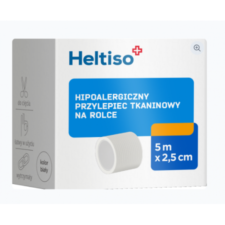 Heltiso Przylepiec włókninowy na rolce biały 5 m x 2,5 cm - - 1