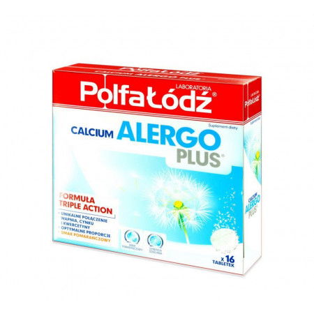 Calcium Alergo Plus smak pomarańczowy, wapno 16 tabletek