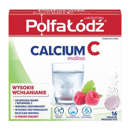 Laboratoria PolfaŁódź Calcium C, o smaku malinowym, tabletki