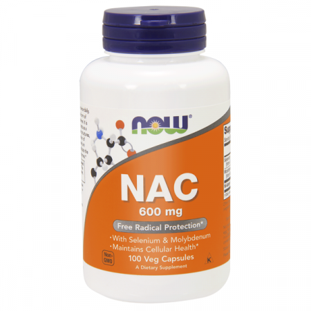 NOW Nac N-acetylocysteina 600 mg 100kaps.