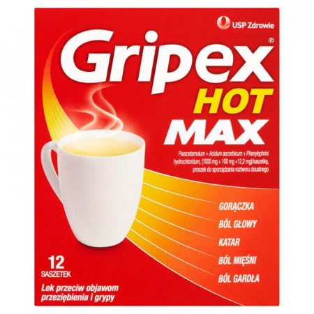 Gripex Hot MAX, 12 saszetek z proszkiem do sporządzania